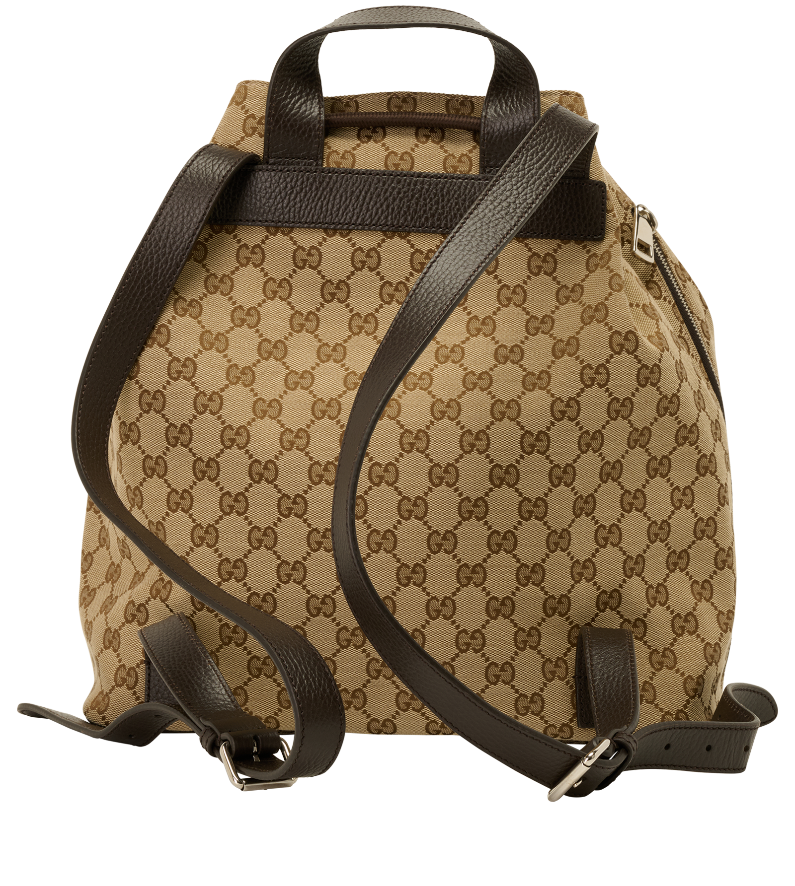 GG Drawstring Backpack, &pound;495, Handbags, Beige/Brown, Canvas, Back view